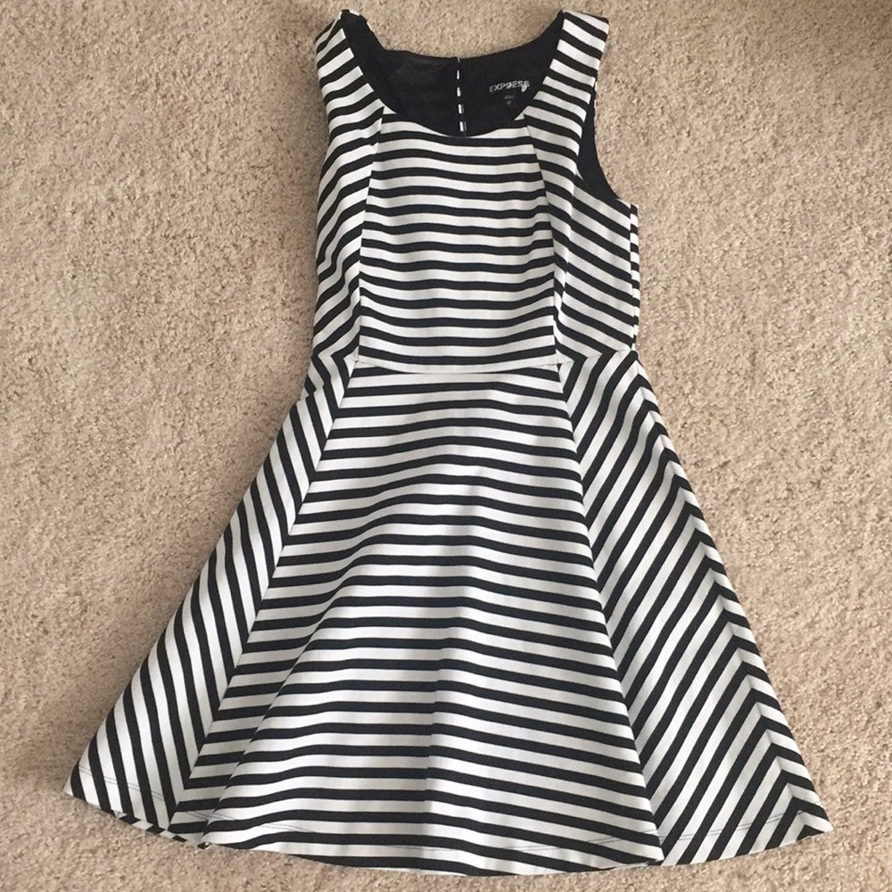 Striped fit and flare dress
